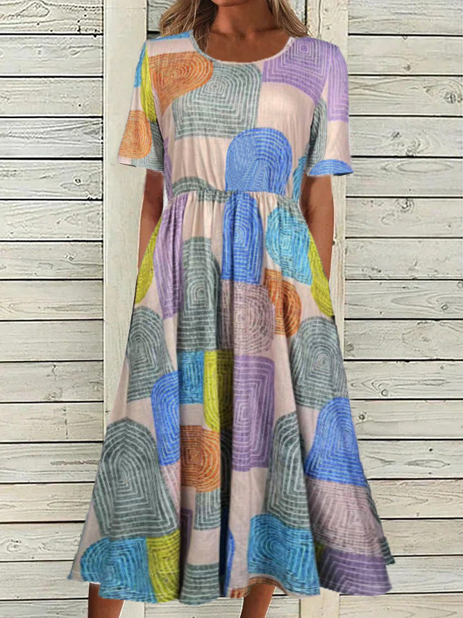 Patricia™ | short-sleeved  Bohemian printed dress