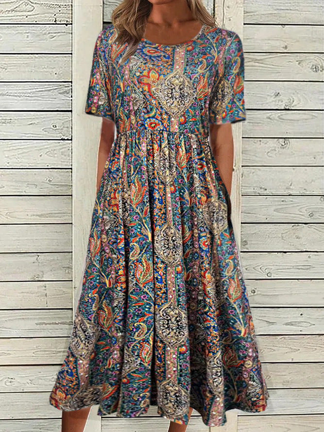 Patricia™ | short-sleeved  Bohemian printed dress
