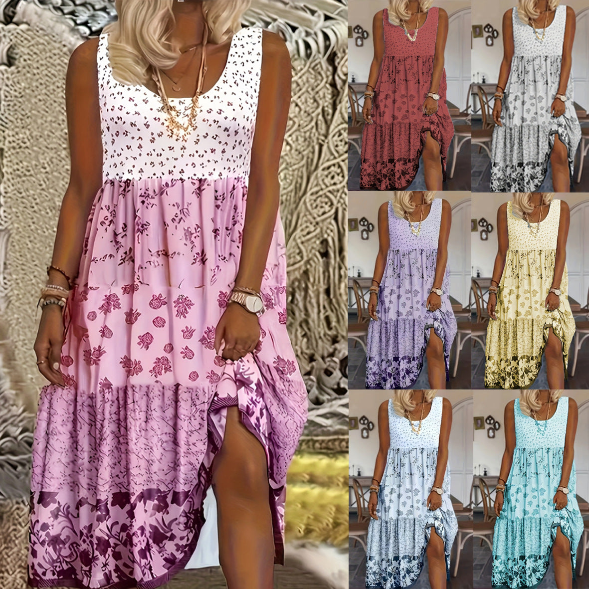 Julia™ | Elegant Round Neck Floral Dress