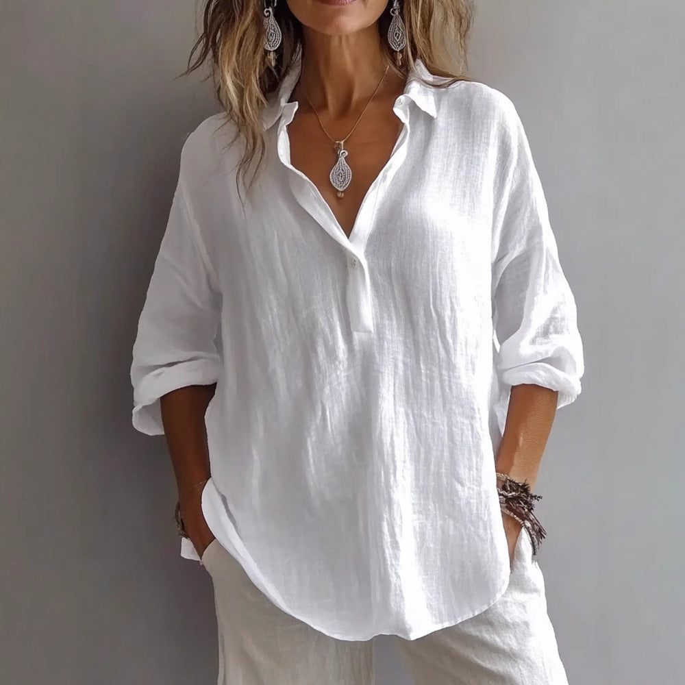 Lynn™ Comfortable Cotton Button Blouse