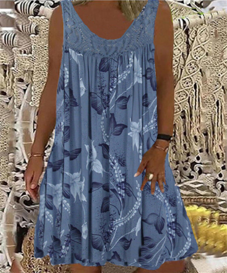 Eleanor™ – Elegant Floral A-Line Dress with Lace Trim