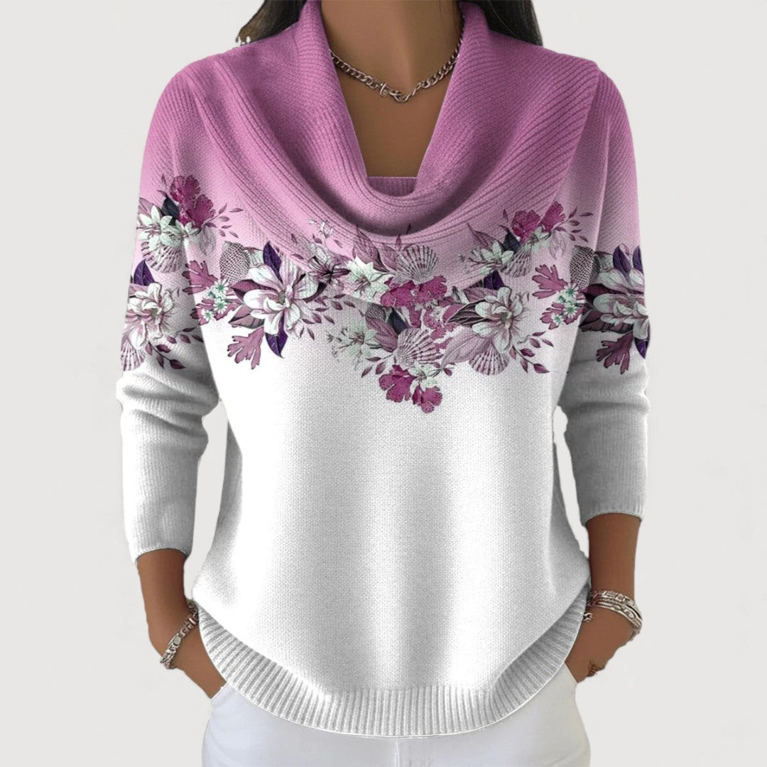 Alora | Pull Floral Douillet avec Col Doux