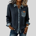 AMBRA - Denim-Accented Knit Patchwork Top