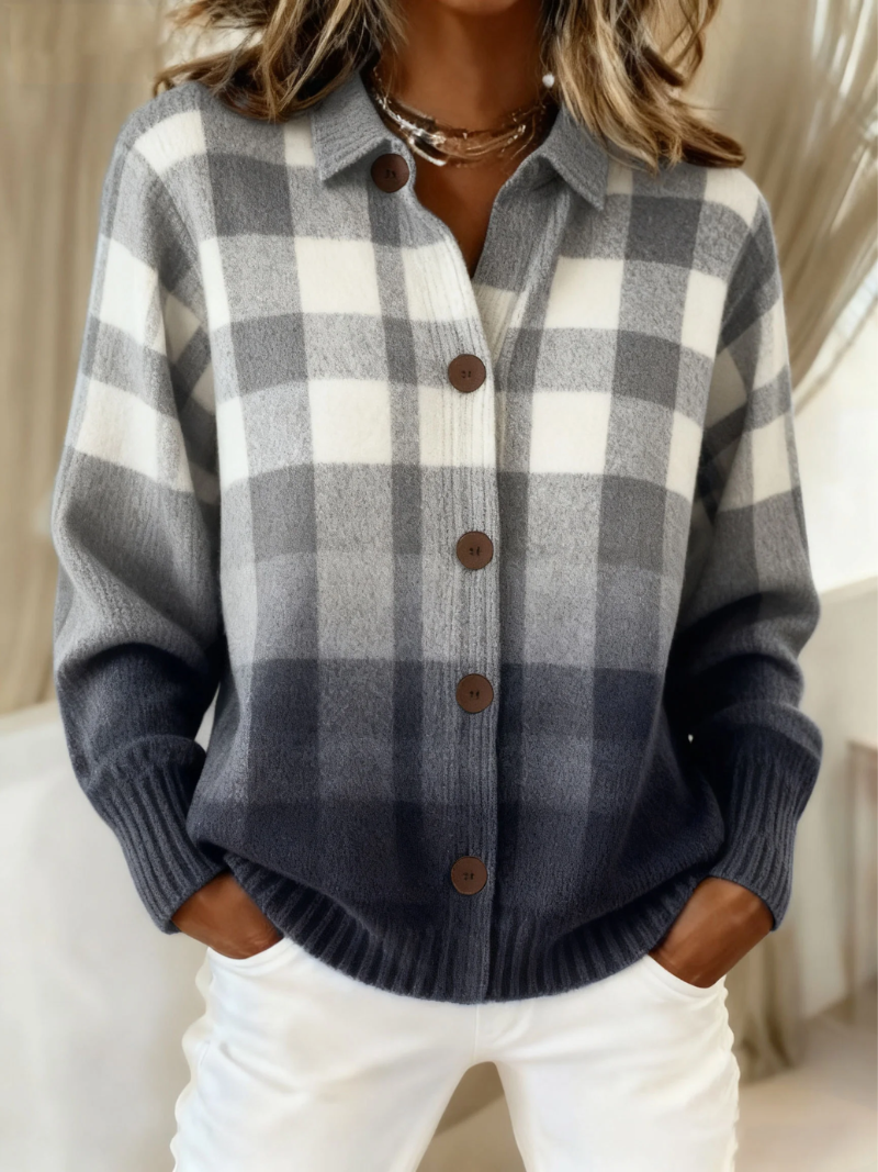 Mara – Plaid Knit Top