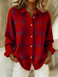 Mila – Checkered Knit Blouse