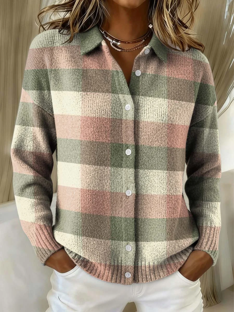 Noor - Plaid Knit Blouse