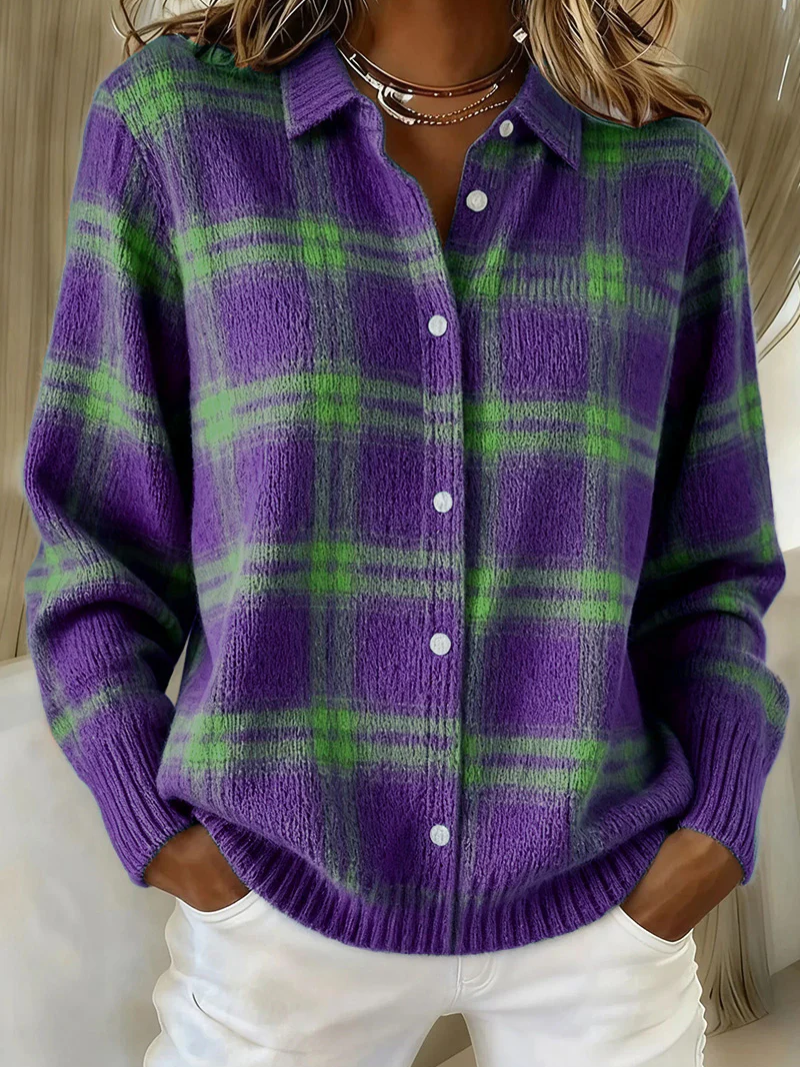 Sofie – Checked Knit Blouse
