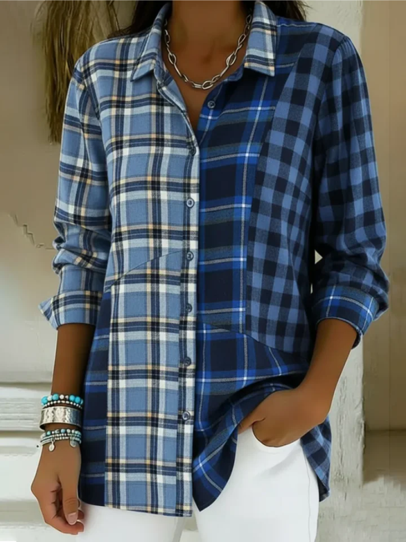 Livia – Checkered Pattern Blouse