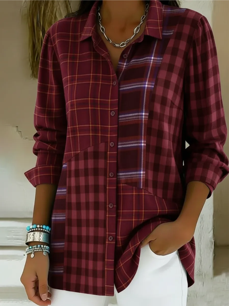 Livia – Checkered Pattern Blouse