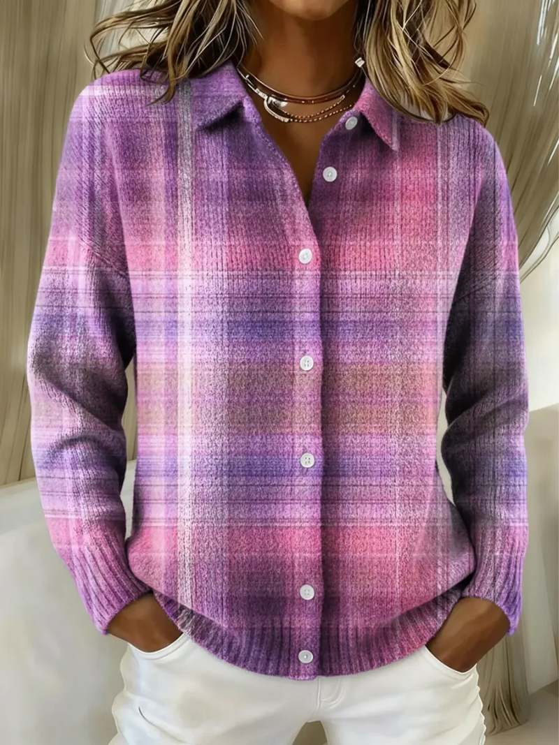 Luna – Checkered Knit Blouse