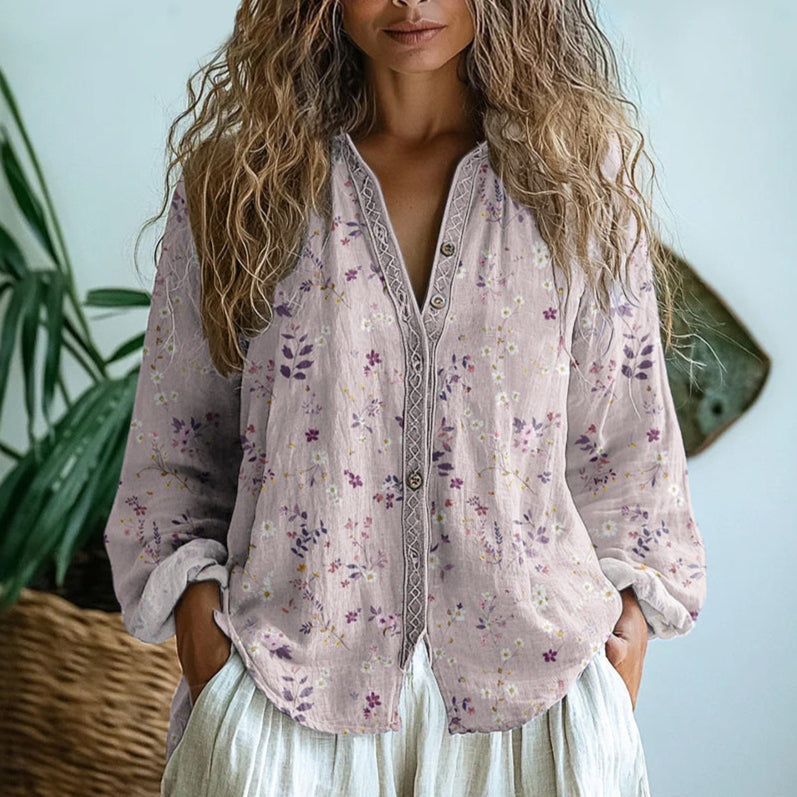 Amber™ I Vintage Leaf Print Blouse