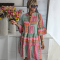 Caroline - Chic V-Neck Cotton Hemp Summer Dress