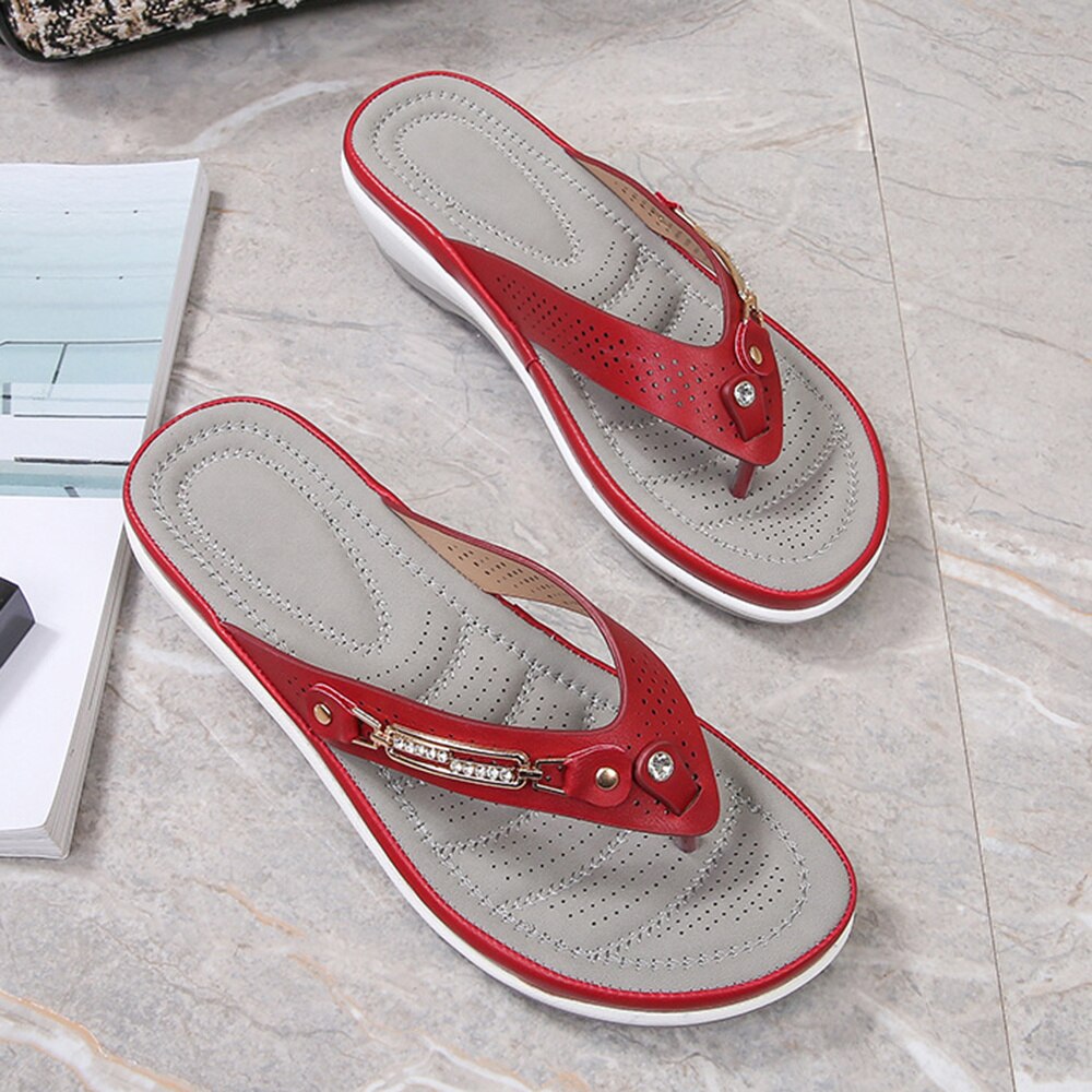 Sandales en cuir avec soutien de voûte plantaire et coussin doux pour femmes