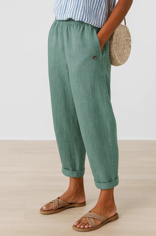 Sharona™ | Breathable Linen-Cotton Trousers