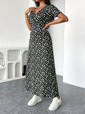 Martina™ | Elegant V-Neck Floral Print Dress