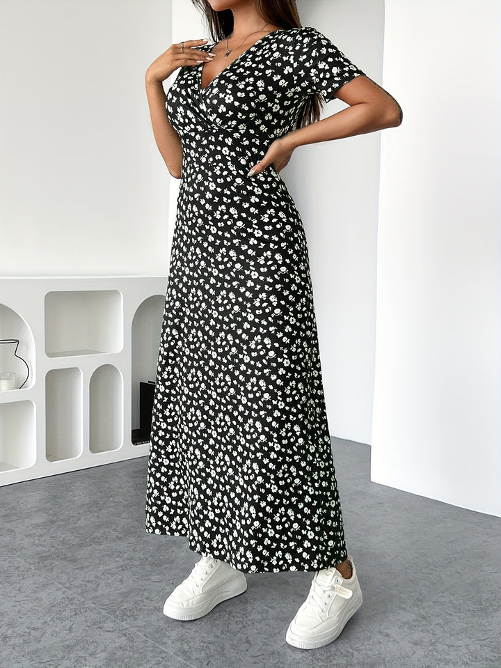 Martina™ | Elegant V-Neck Floral Print Dress