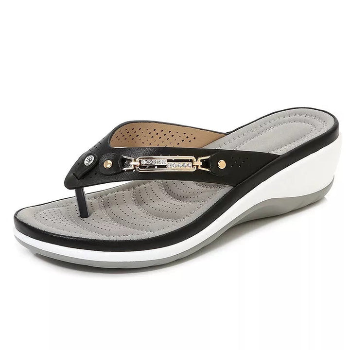 Sandales en cuir avec soutien de voûte plantaire et coussin doux pour femmes