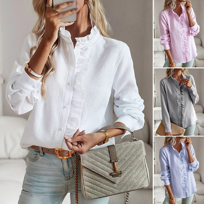 Jodie | Elegant blouse with long sleeves and cuff collar