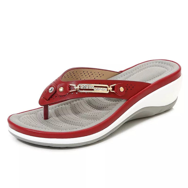 Sandales en cuir avec soutien de voûte plantaire et coussin doux pour femmes