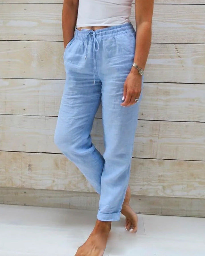 Liyah | Pantalon en lin confortable avec taille élastique