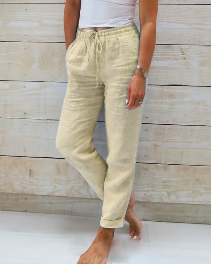 Liyah | Pantalon en lin confortable avec taille élastique
