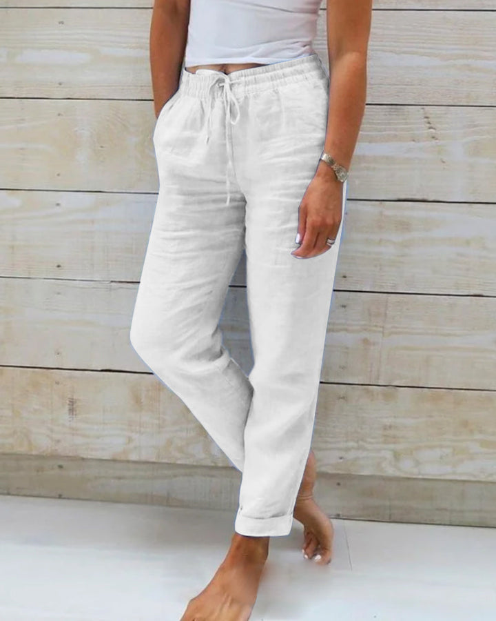 Liyah | Pantalon en lin confortable avec taille élastique
