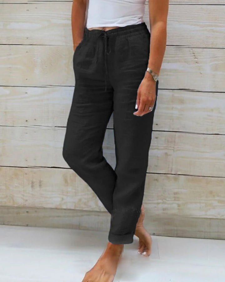 Liyah | Pantalon en lin confortable avec taille élastique