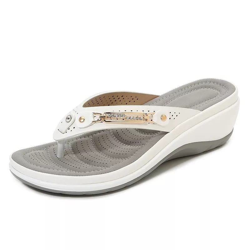 Sandales en cuir avec soutien de voûte plantaire et coussin doux pour femmes